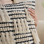 Pillow Cover Woven Cotton-Blend Hand-Tufted Tassels