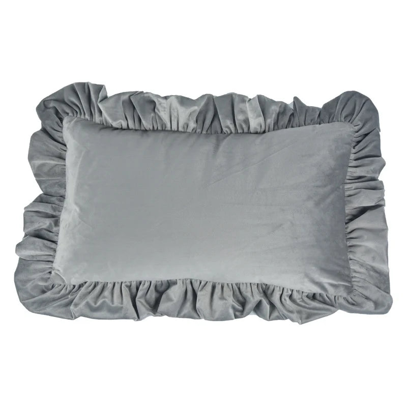 Pillow Sham Plush Velvet Ruffled Flange Hidden Zipper