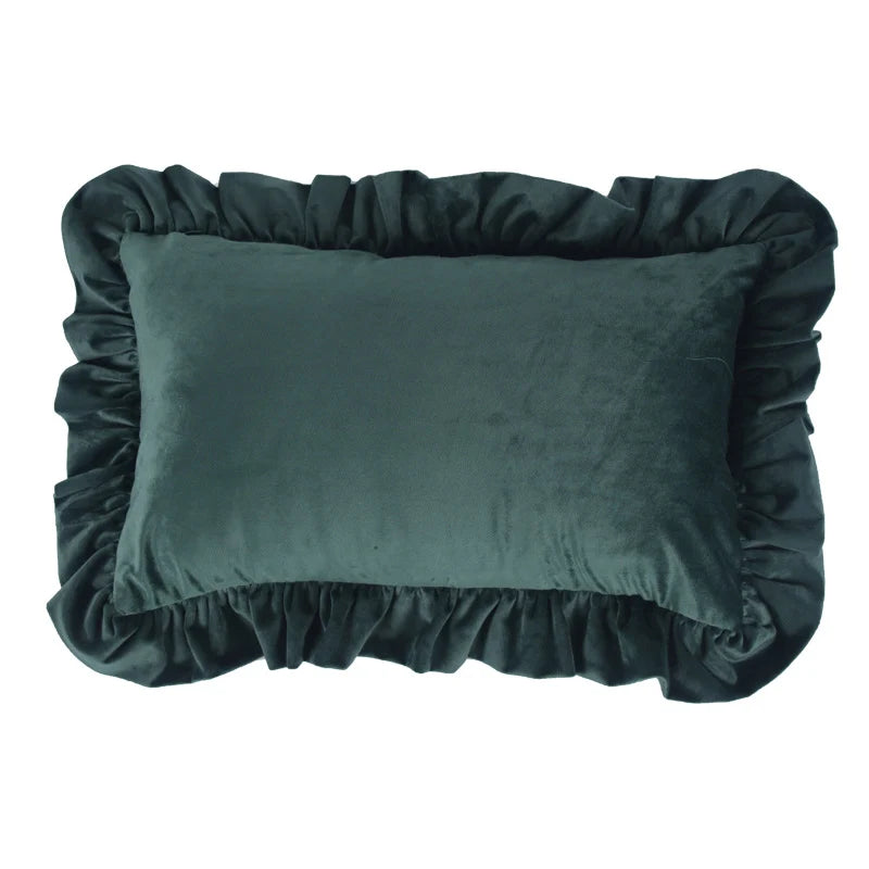 Pillow Sham Plush Velvet Ruffled Flange Hidden Zipper