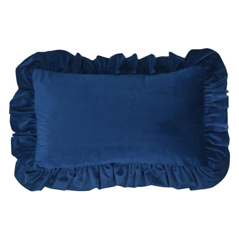 Pillow Sham Plush Velvet Ruffled Flange Hidden Zipper