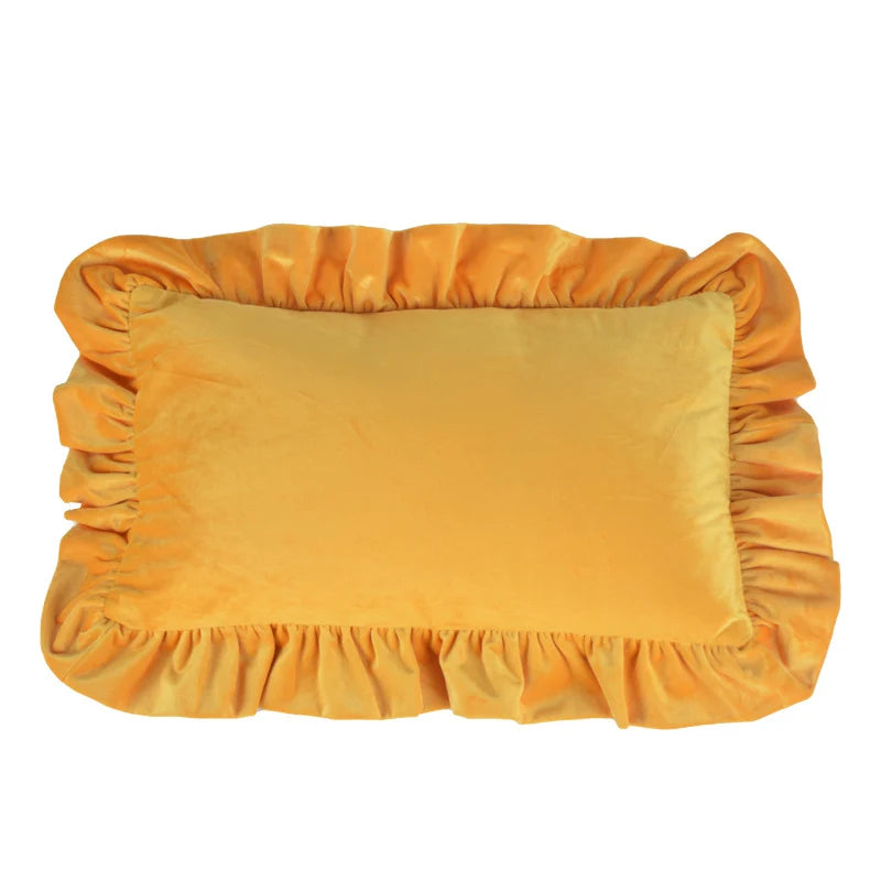 Pillow Sham Plush Velvet Ruffled Flange Hidden Zipper