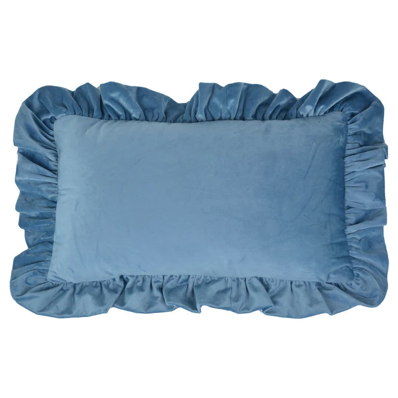 Pillow Sham Plush Velvet Ruffled Flange Hidden Zipper