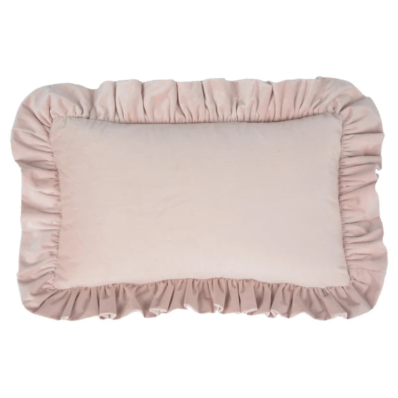 Pillow Sham Plush Velvet Ruffled Flange Hidden Zipper