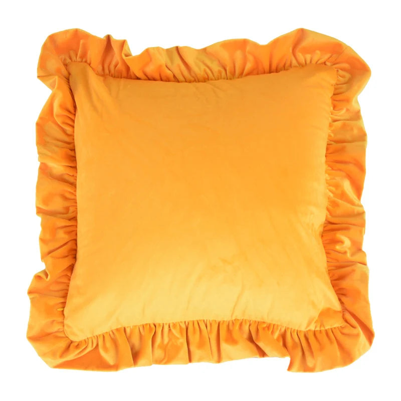 Pillow Sham Plush Velvet Ruffled Flange Hidden Zipper