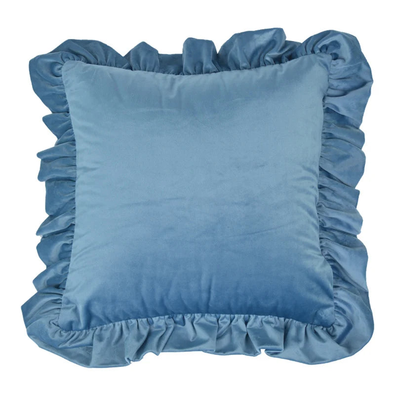 Pillow Sham Plush Velvet Ruffled Flange Hidden Zipper