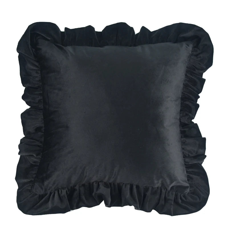 Pillow Sham Plush Velvet Ruffled Flange Hidden Zipper