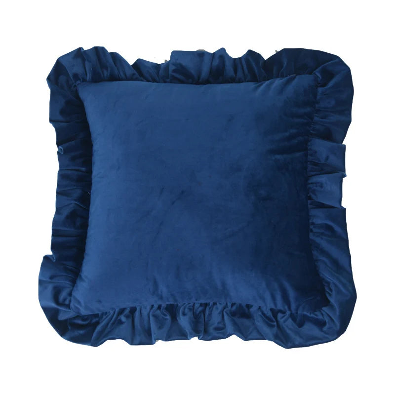 Pillow Sham Plush Velvet Ruffled Flange Hidden Zipper