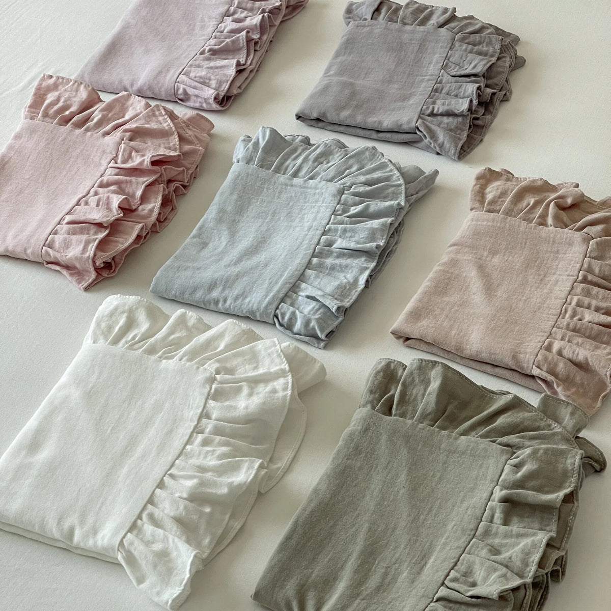 Pillowcase Set Pre-Washed Linen Decorative Ruffle
