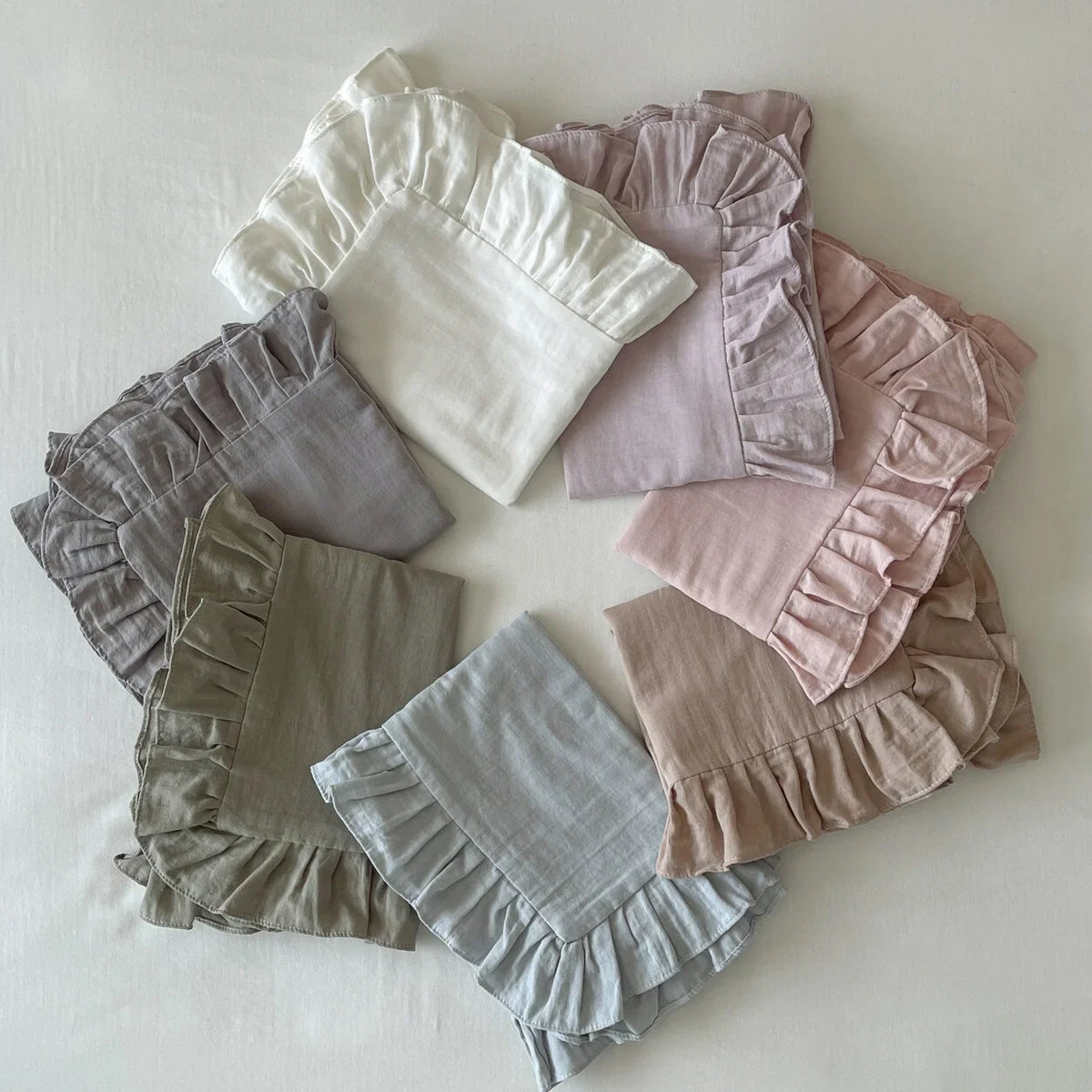 Pillowcase Set Pre-Washed Linen Decorative Ruffle