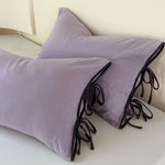 Pillowcase Set Washed Linen Look Decorative Ties Easy Care
