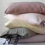 Pillowcase Washed Linen Look Decorative Tie Closure