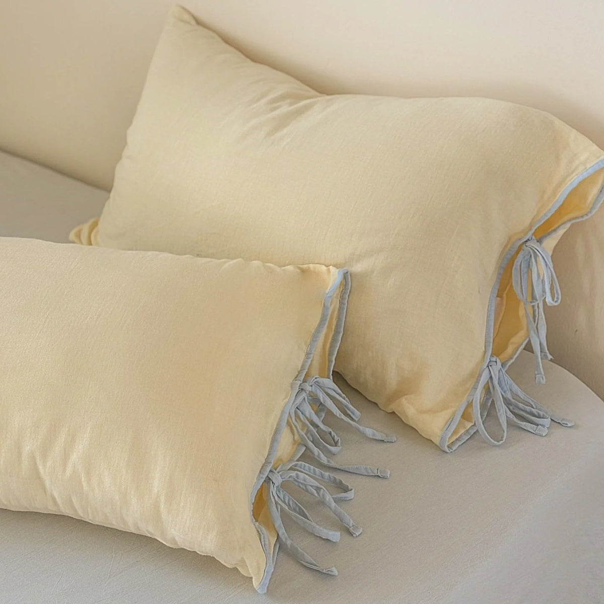 Pillowcase Washed Linen Look Decorative Tie Closure
