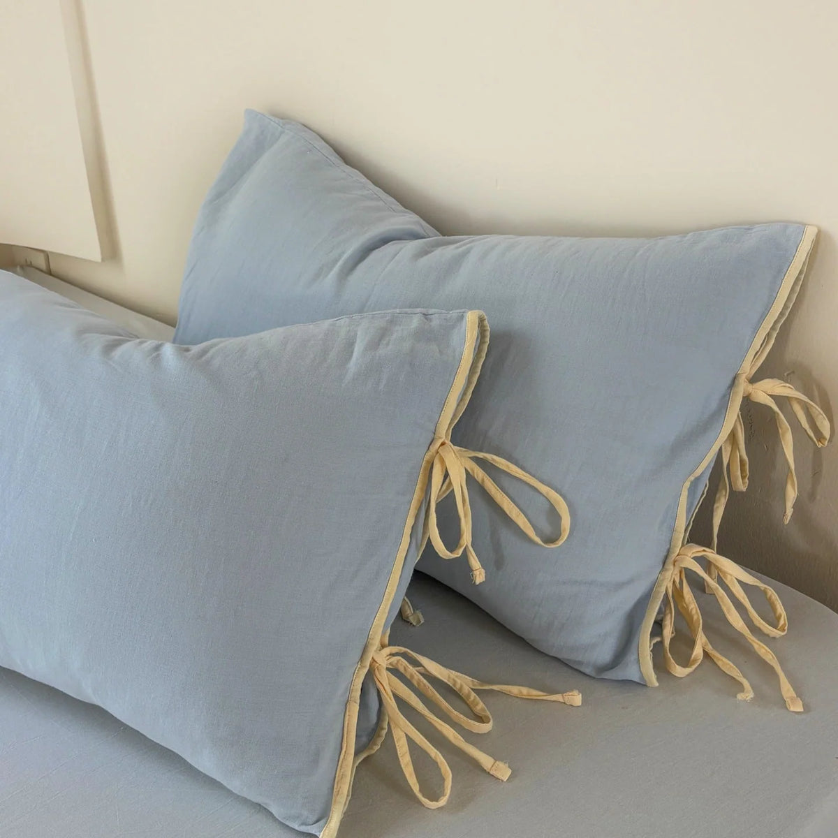 Pillowcase Washed Linen Look Decorative Tie Closure