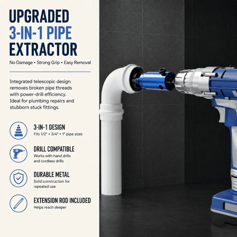 Pipe Thread Extractor 3-in-1 Heat-Treated 40CrV Steel