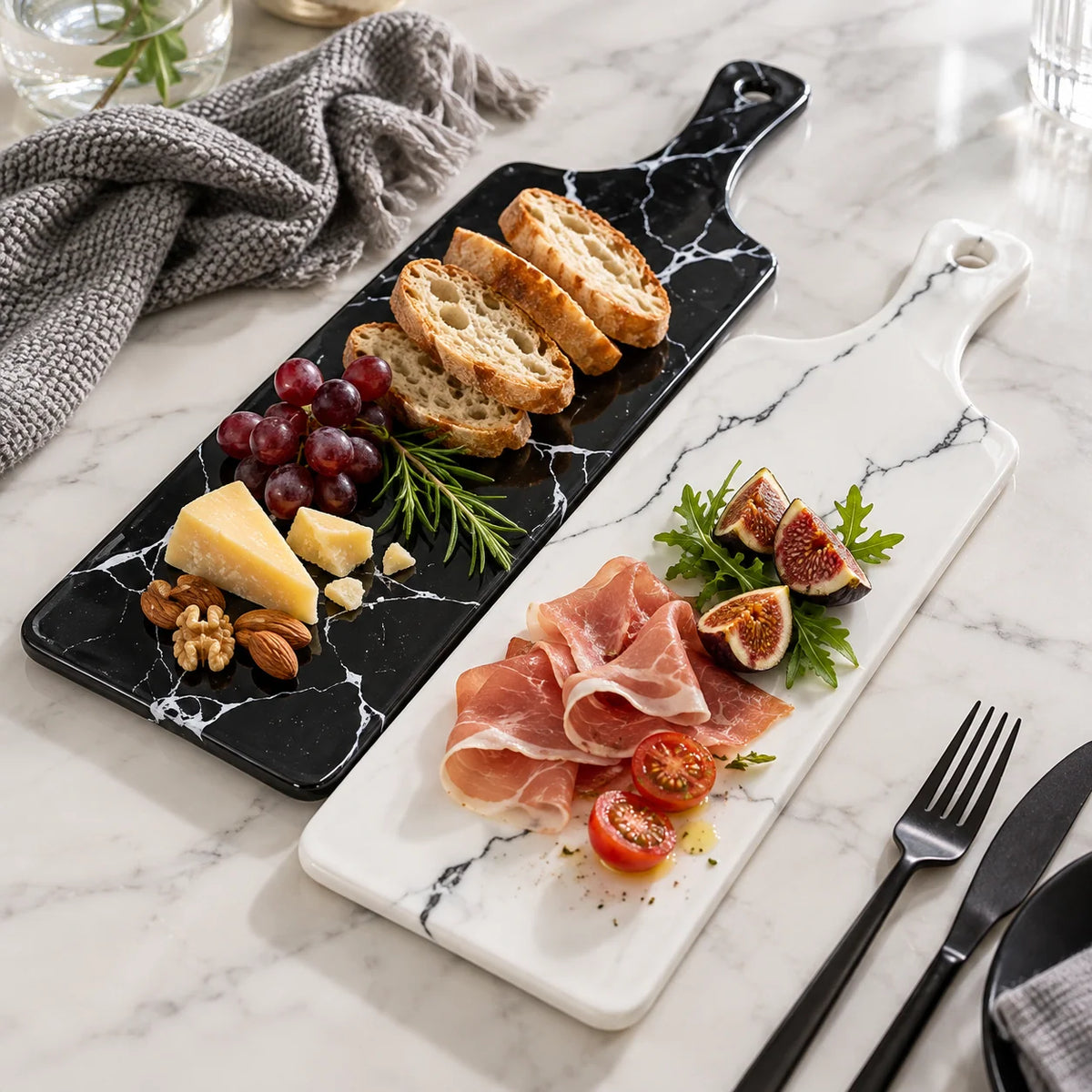 Pizza Plate Ceramic Marble Stripe Design