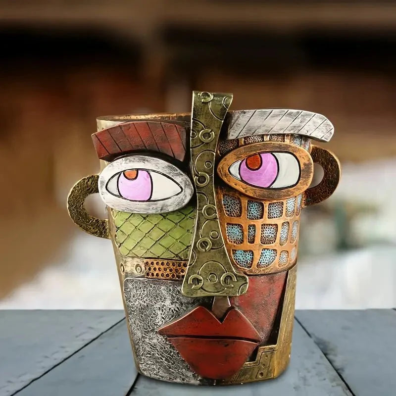 Plant Pot Picasso-Inspired Resin Indoor & Outdoor Use