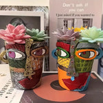 Plant Pot Picasso-Inspired Resin Indoor & Outdoor Use