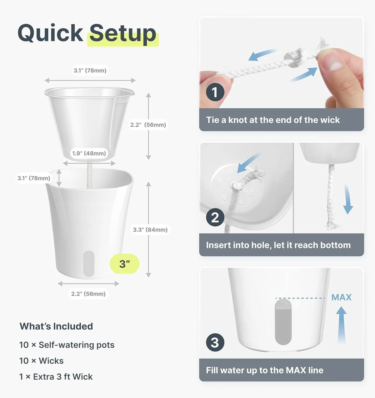 Plant Pots Self-Watering Moisture Control Indoor & Outdoor