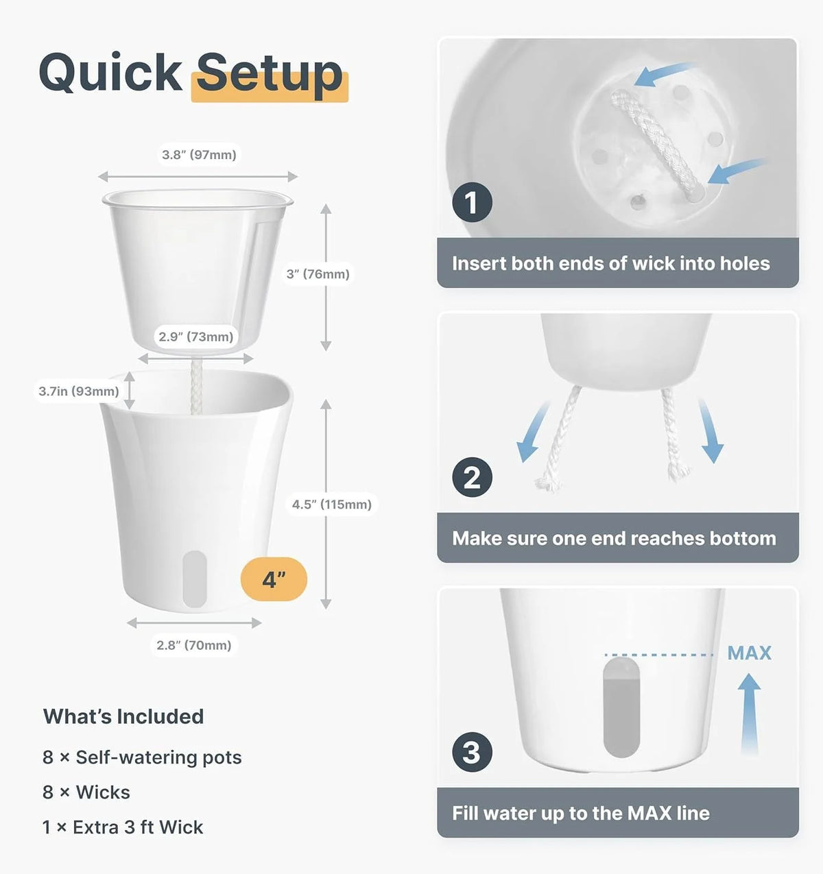 Plant Pots Self-Watering Moisture Control Indoor & Outdoor