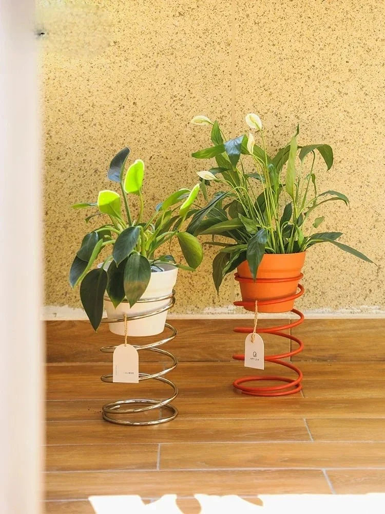 Plant Rack Spring-Inspired Iron Fits Multiple Pots