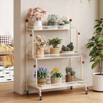 Plant Stand 3-Tier Rolling Powder-Coated Steel Frame