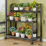 Plant Stand 3-Tier Rolling Powder-Coated Steel Frame