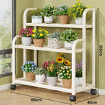 Plant Stand 3-Tier Rolling Powder-Coated Steel Frame