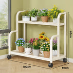 Plant Stand 3-Tier Rolling Powder-Coated Steel Frame