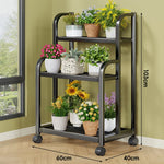 Plant Stand 3-Tier Rolling Powder-Coated Steel Frame