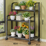 Plant Stand 3-Tier Rolling Powder-Coated Steel Frame