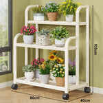 Plant Stand 3-Tier Rolling Powder-Coated Steel Frame
