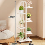 Plant Stand Rolling Vertical Tiered Wood Shelves
