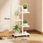 Plant Stand Rolling Vertical Tiered Wood Shelves