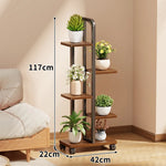 Plant Stand Rolling Vertical Tiered Wood Shelves