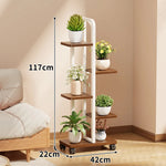 Plant Stand Rolling Vertical Tiered Wood Shelves