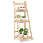 Plant Stand Three-Tier Foldable Fir Wood