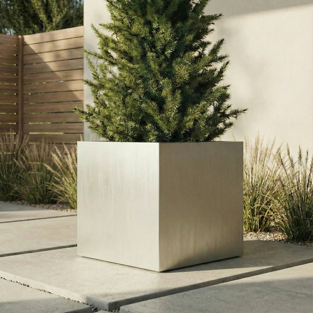 Planter Box Brushed Aluminum Weather-Resistant Indoor Outdoor