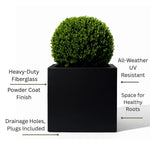 Planter Box Steel-Reinforced Fiberglass 30-Inch Drainage Holes