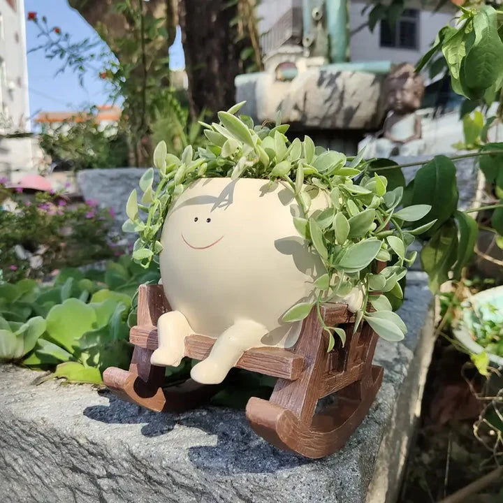Planter Pot Smiley Face Hanging Swing & Rocking Chair Styles