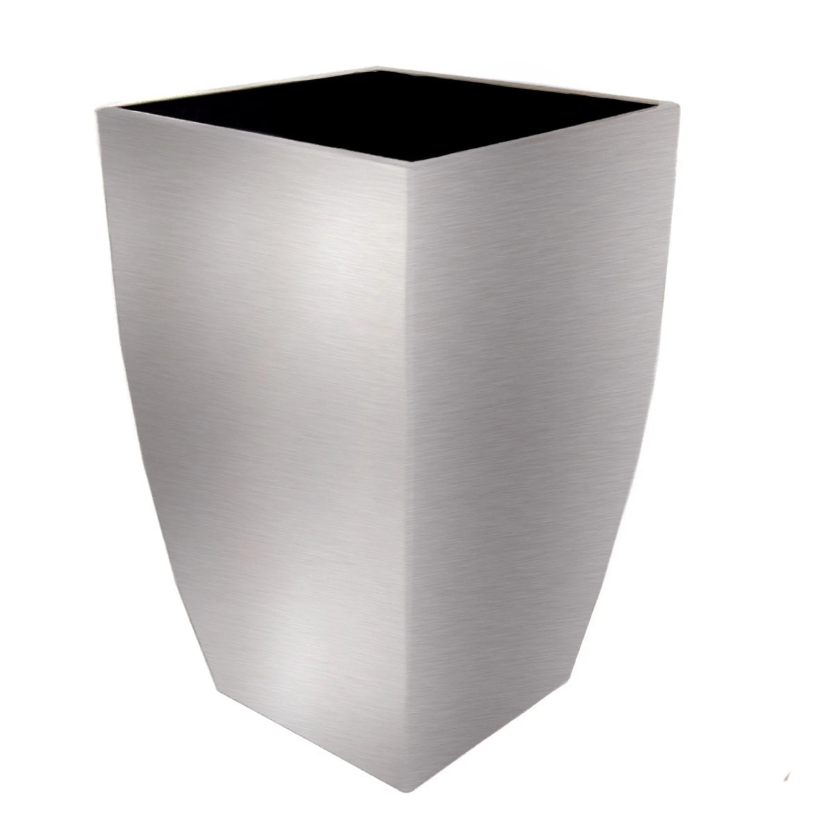 Planter Stainless Steel Tapered Square 20 Inch Tall Drainage Plugs