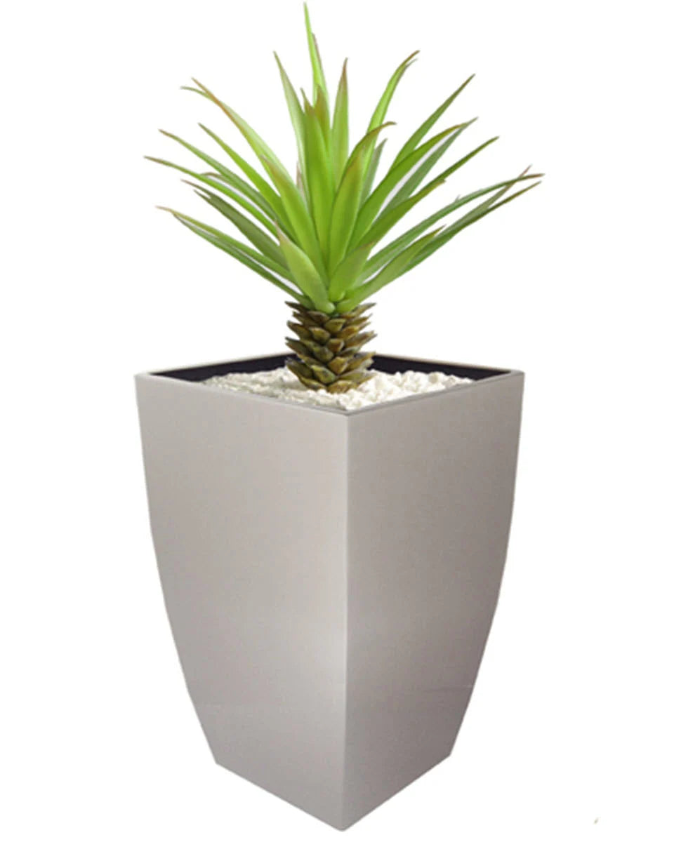 Planter Stainless Steel Tapered Square 20 Inch Tall Drainage Plugs