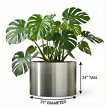 Planter Stainless Steel Weather-Resistant 31-Inch Diameter