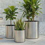 Planter Stainless Steel Weather-Resistant 31-Inch Diameter