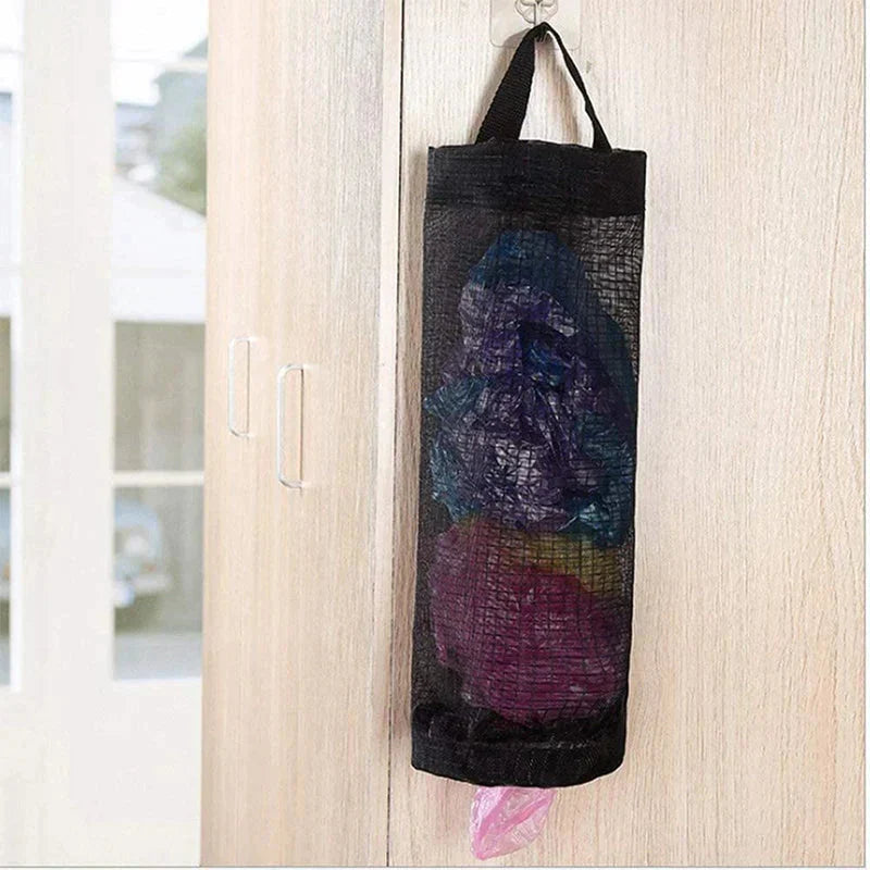 Plastic Bag Dispenser Hanging Mesh with Elastic Bottom Opening