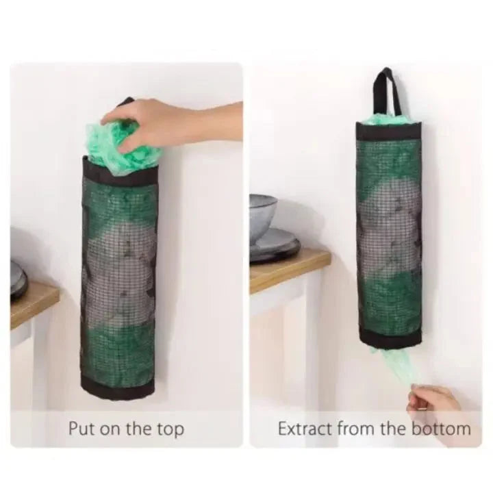 Plastic Bag Dispenser Wall-Mounted Space-Saving Holds 30 Bags