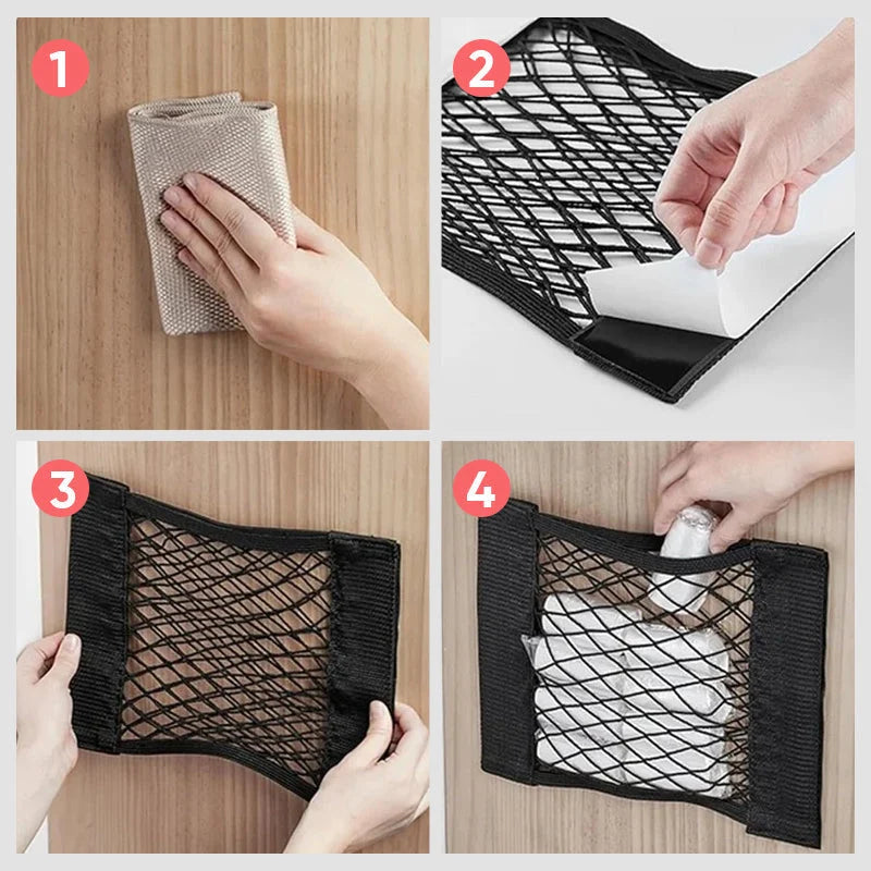 Plastic Bag Organizer Stretch Mesh Adhesive Mounting Sticky Tape