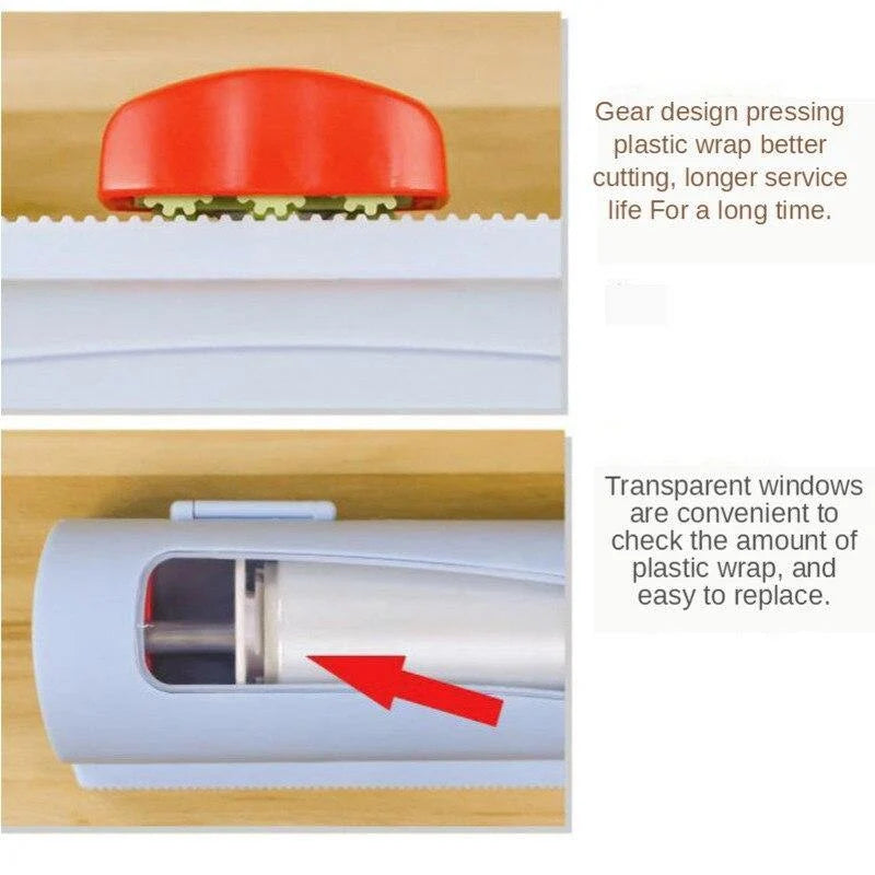 Plastic Wrap Dispenser Magnetic Mount Two-Way Sliding Cutter
