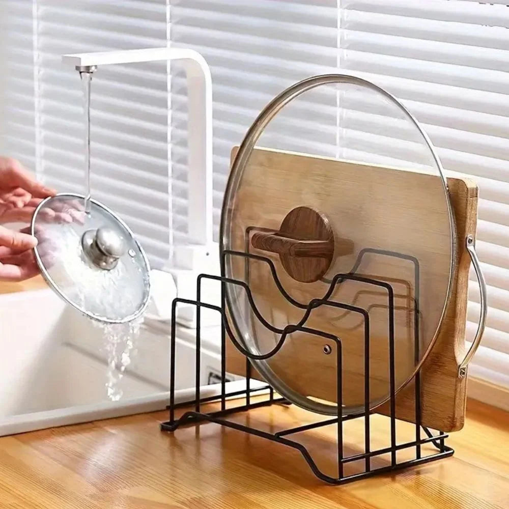 Plate & Lid Holder Rust-Resistant Iron 4 Compartments