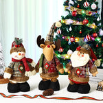 Plush Reindeer Decoration Tabletop Checkered Hat & Scarf