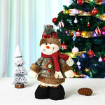 Plush Reindeer Decoration Tabletop Checkered Hat & Scarf